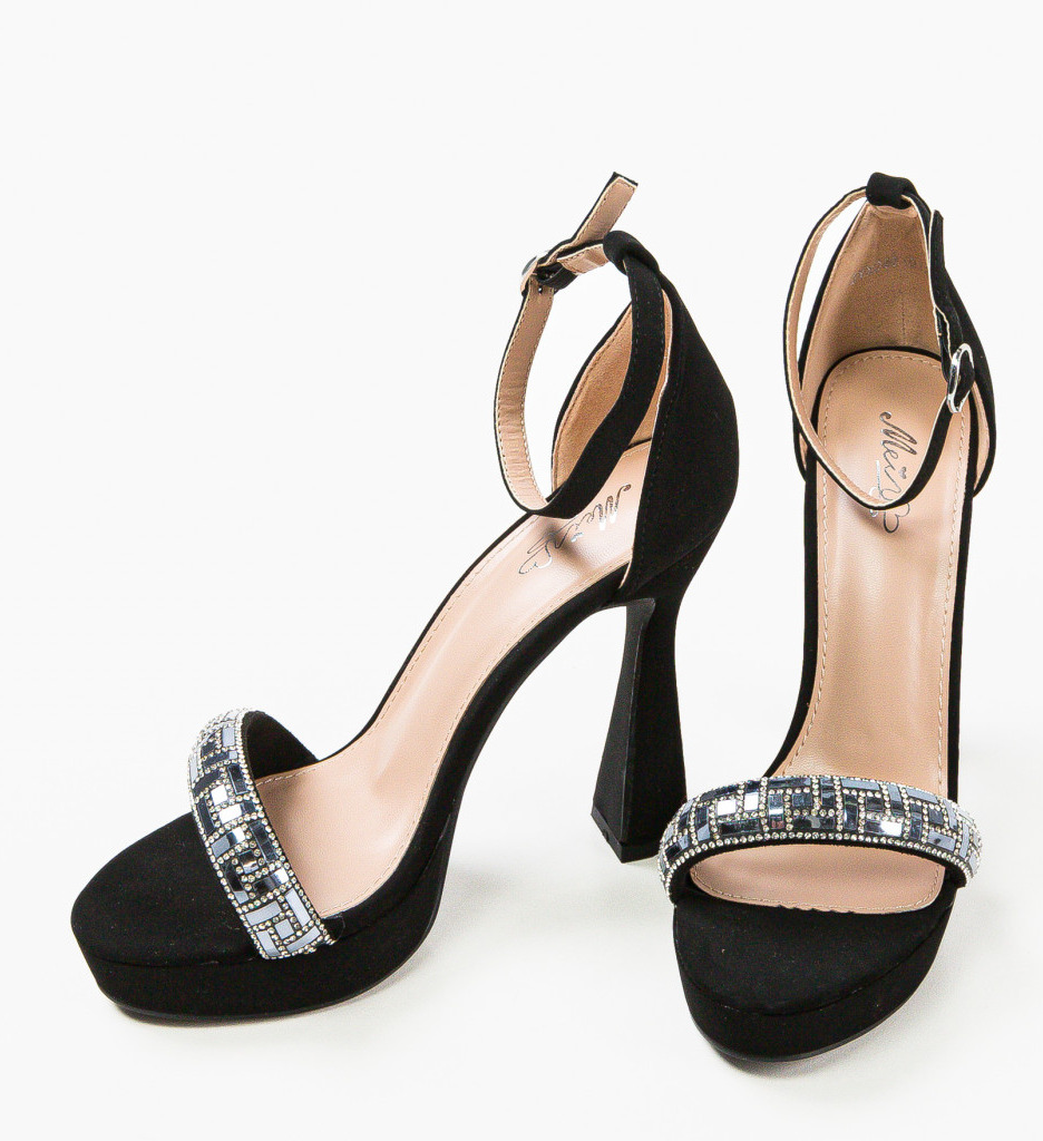 Sandale Kuday Negre Elegante cu Toc - imagine 7