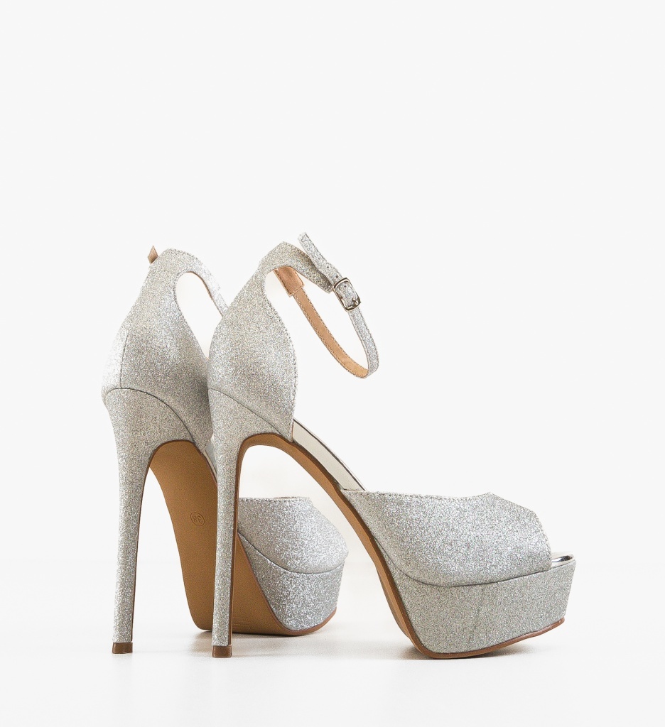 Sandale cu toc Golena Argintii | Eleganță Maxima - imagine 4