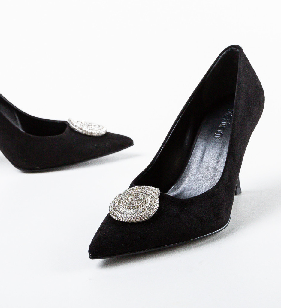 Pantofi Grenys Negri Eleganți cu Toc - imagine 3
