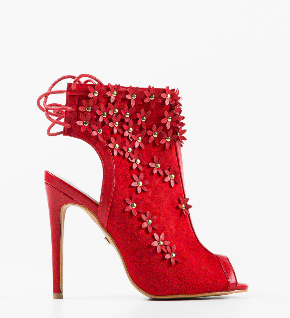 Botine Flowera Rosii - Eleganță și Stil - imagine 5