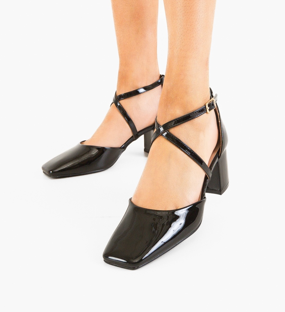Pantofi Eleganți Zawadi Negri cu Toc - imagine 3