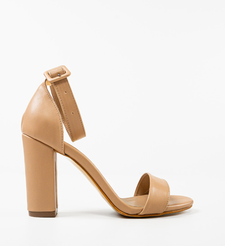 Sandale cu toc Hustony Nude - Eleganță și Stil - imagine 4
