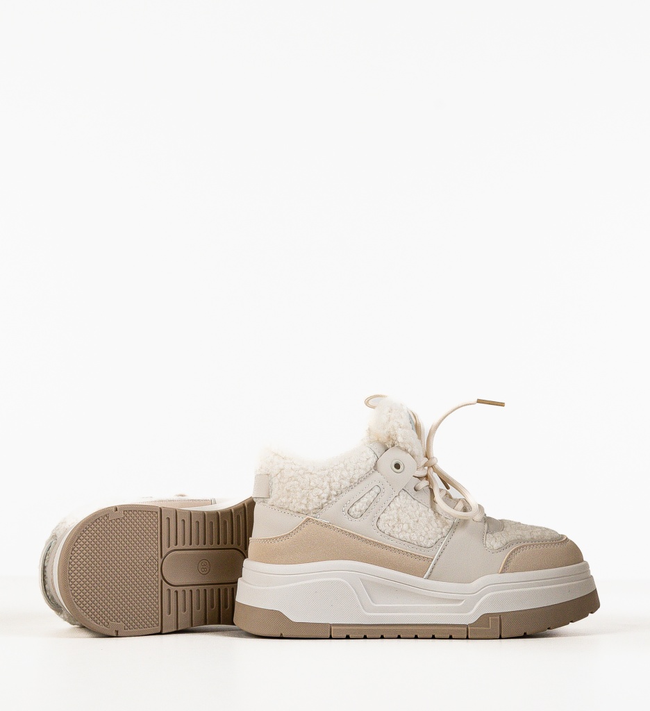 Sneakersi Dama Pupujen Bej | Confort & Stil - imagine 4