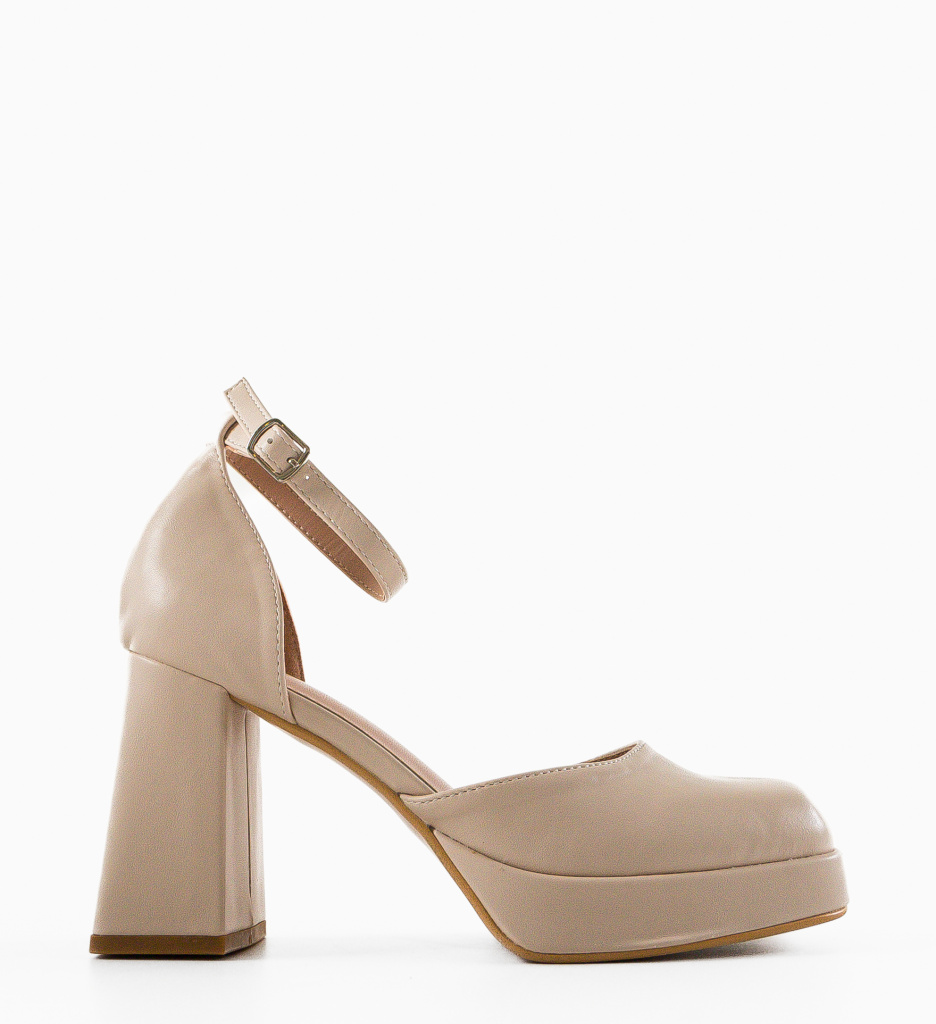 Pantofi Dama Kausar Bej cu Toc Elegant - imagine 5