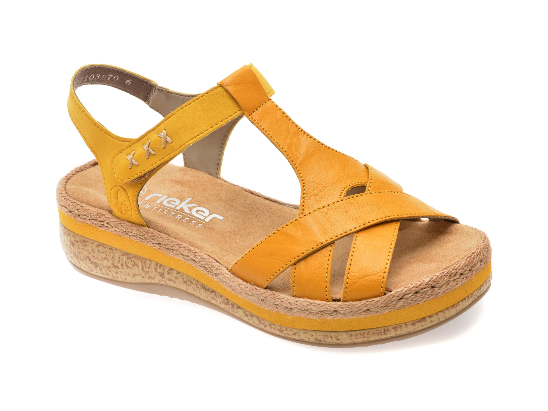 Sandale Rieker Galbene Confort, Piele Naturala