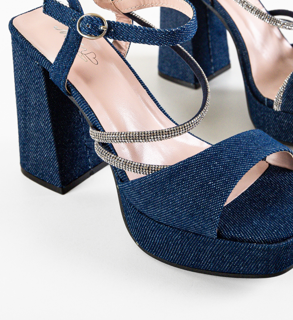 Sandale Ferres Albastre cu Toc Elegante - imagine 6