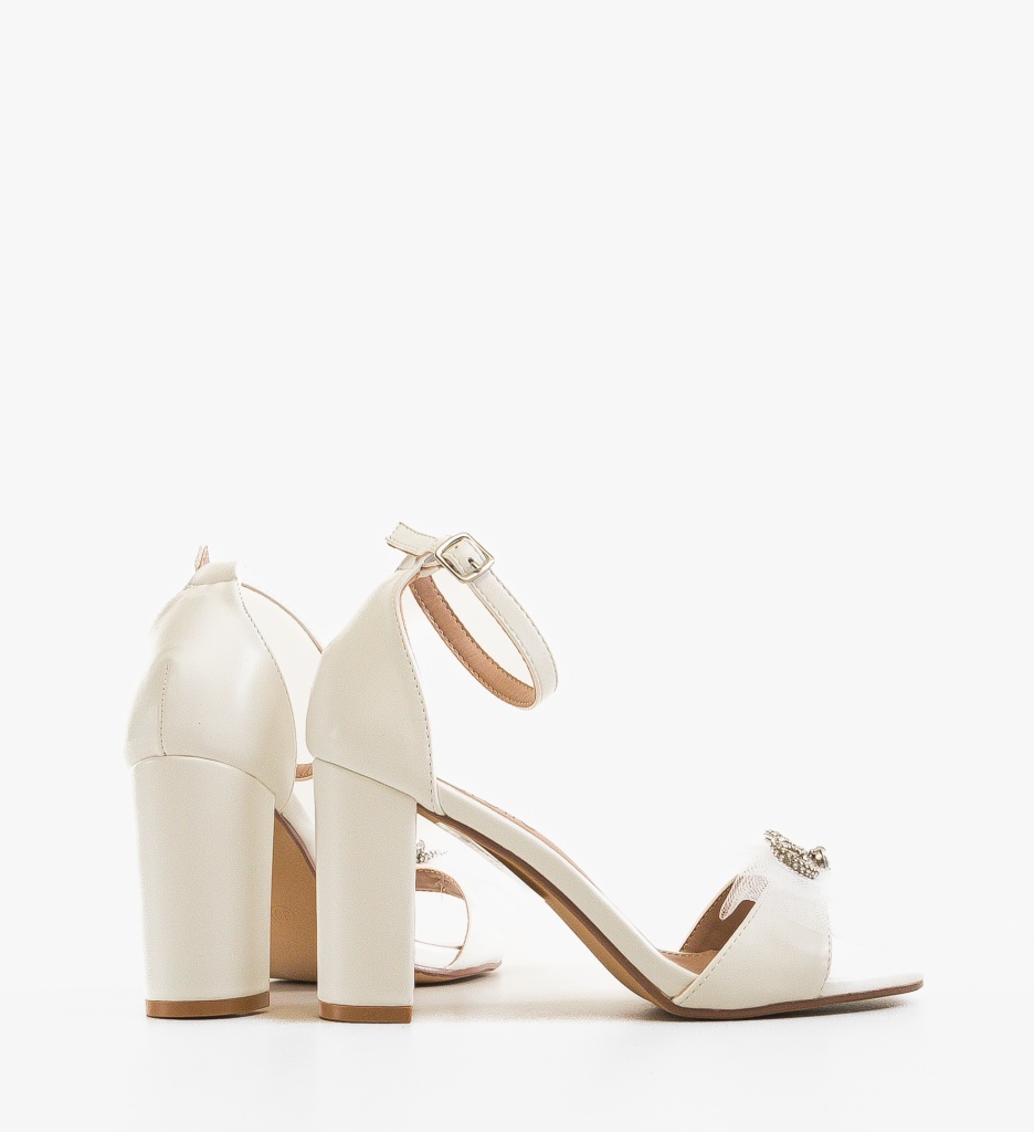 Sandale Demena Albe cu Toc Elegant