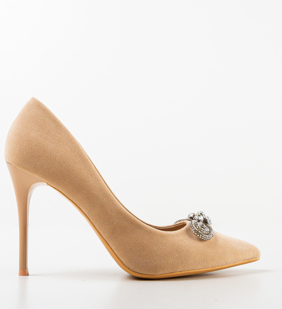 Pantofi Dama Tanya Bej cu Toc Eleganți - imagine 4