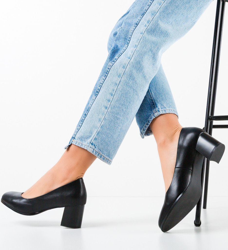 Pantofi dama Mined Negri eleganți cu toc - imagine 3
