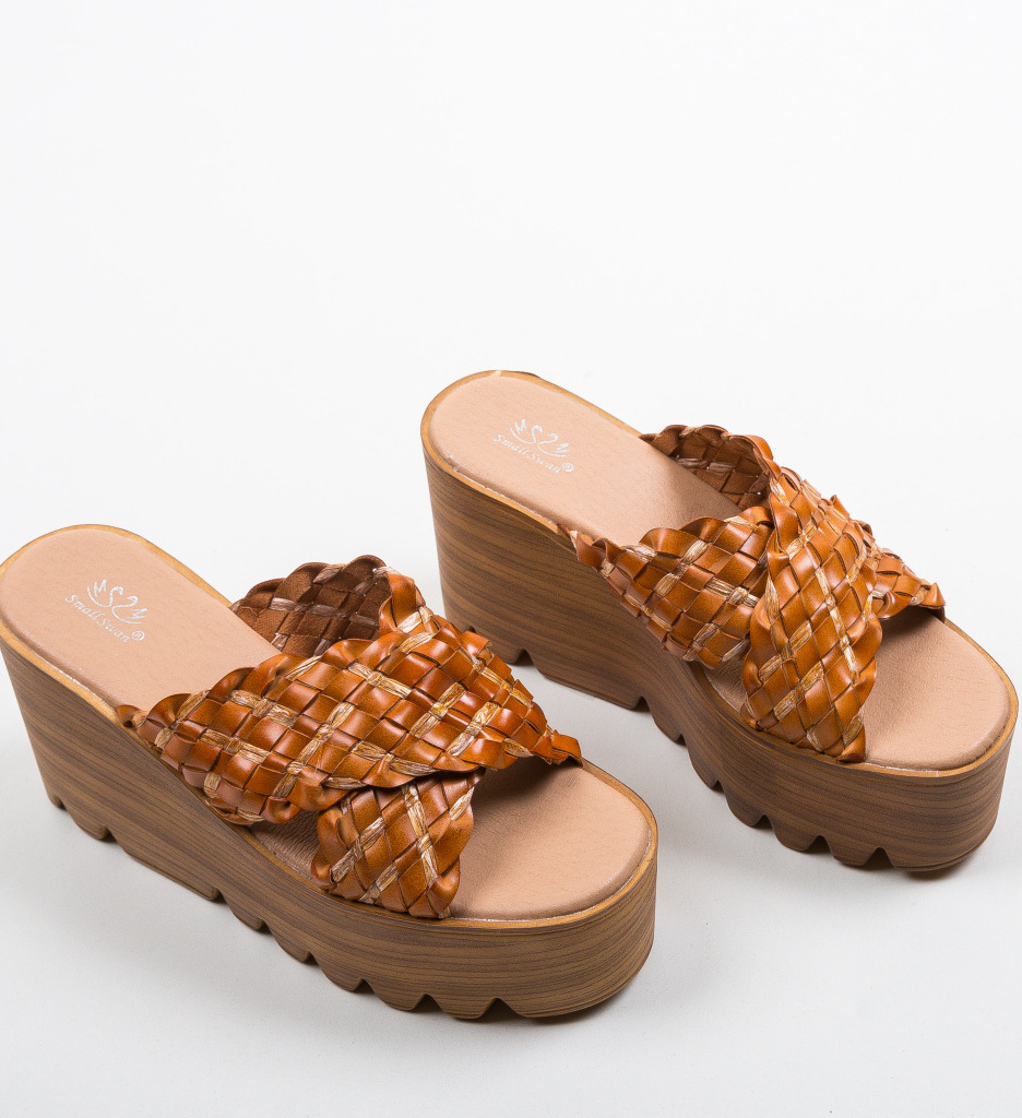 Sandale Platforme Ellie Camel Elegante