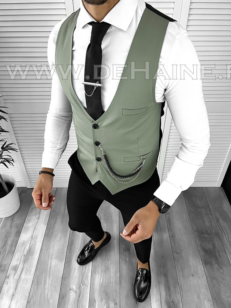 Vesta Barbati Slim Fit Verde Eleganta | N/A