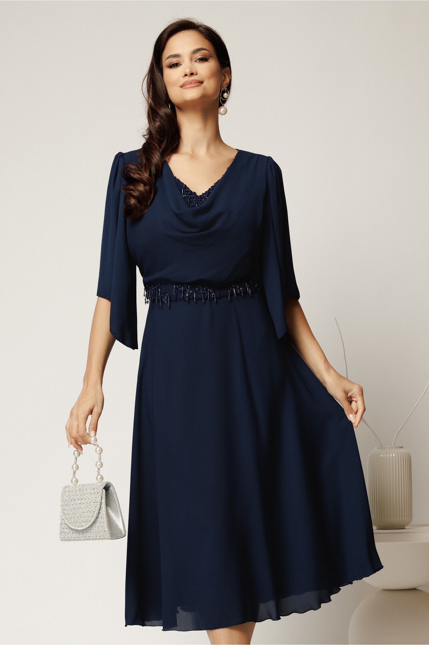 Rochie Bleumarin Broderie | Eleganta Cununie Civila
