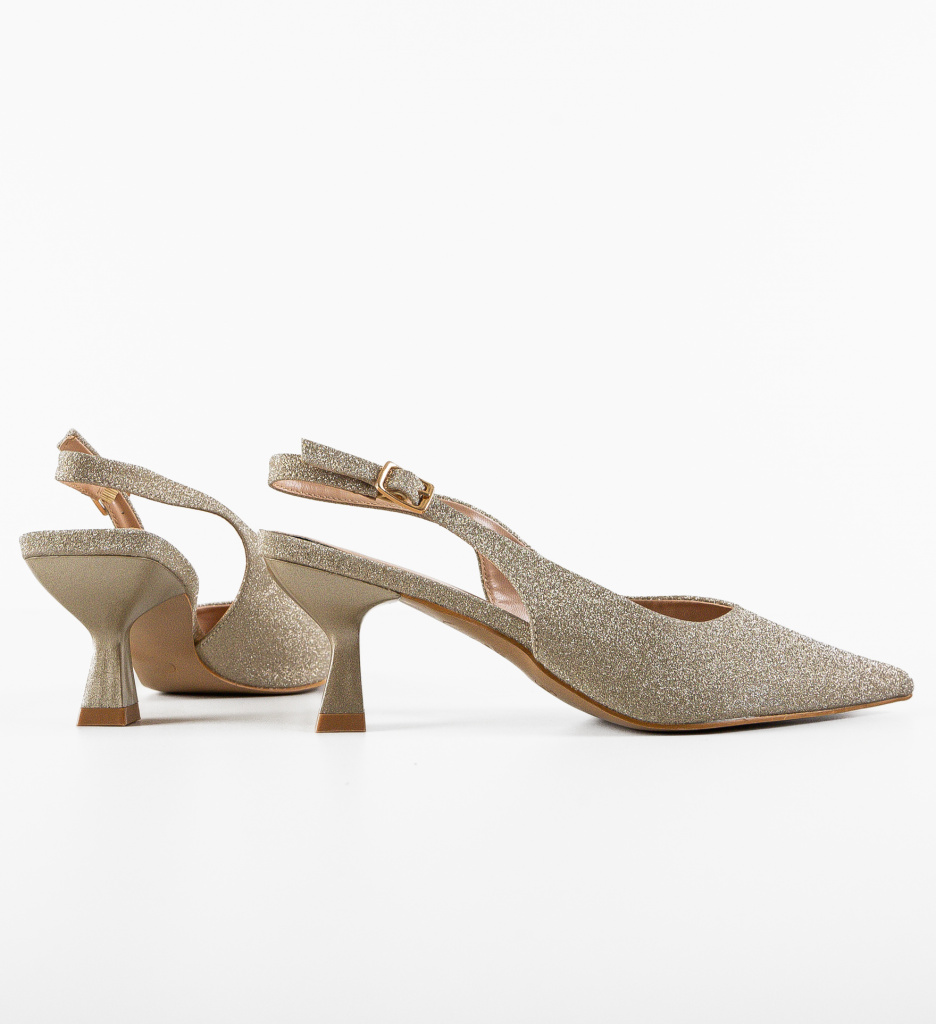 Pantofi Bonnay Aurii Eleganți cu Toc - imagine 4