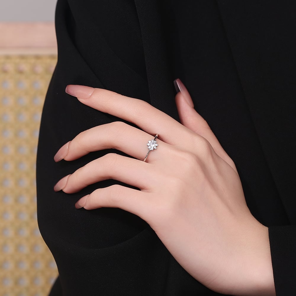 Inel Argint Floare Delis | Eleganță și Stil - imagine 2