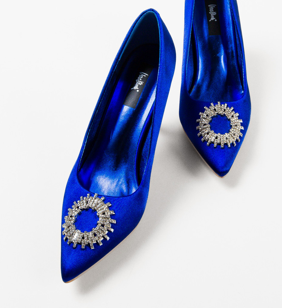 Pantofi Gallegos Albastri Eleganți cu Toc - imagine 6