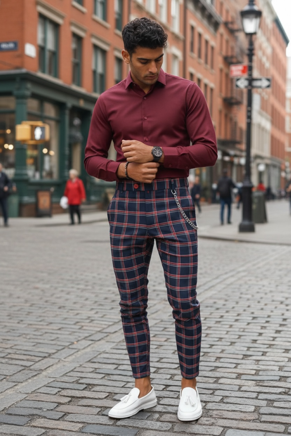Pantaloni Eleganti Barbati Carouri Regular Fit - imagine 2