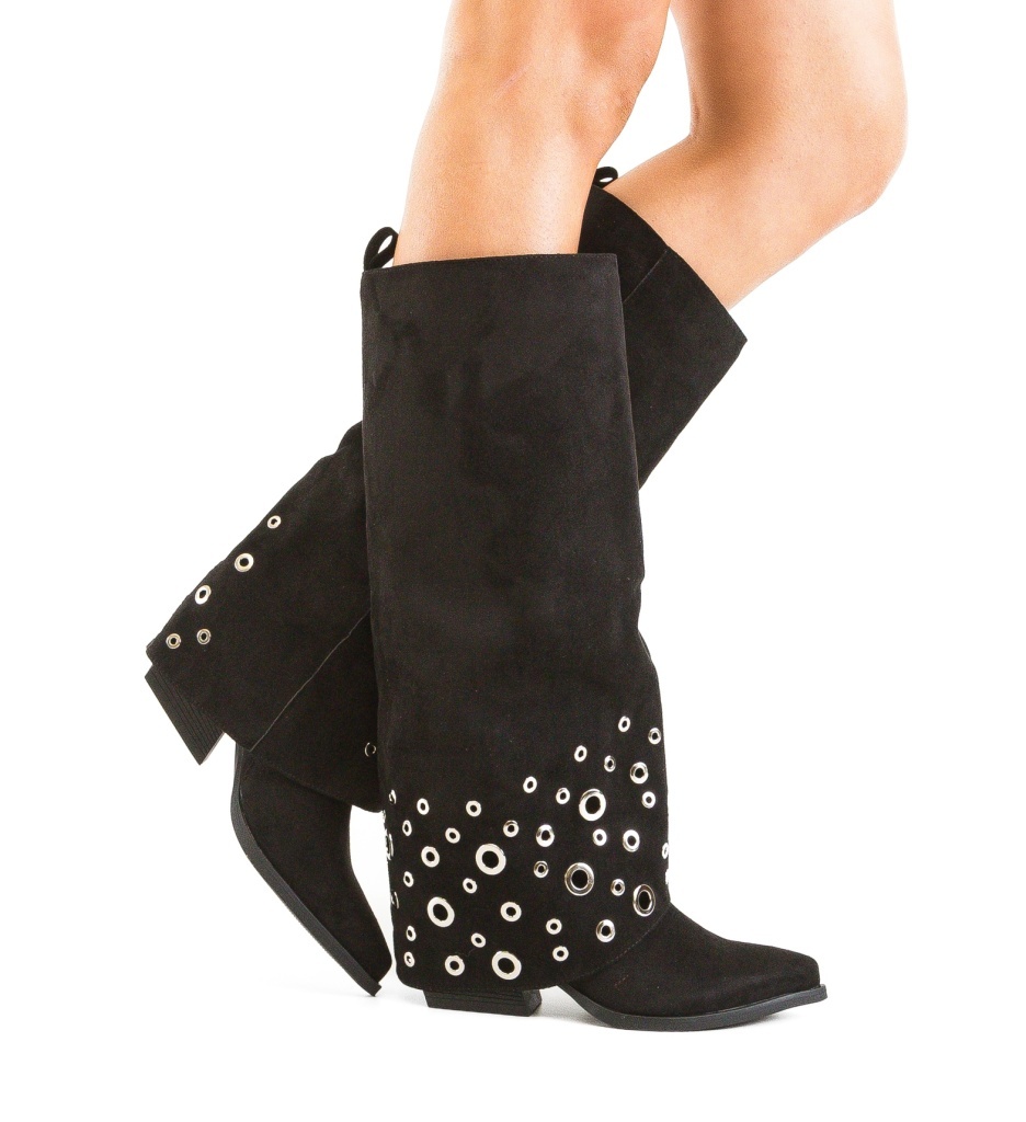 Cizme Dama Leop Negre Elegante - imagine 2