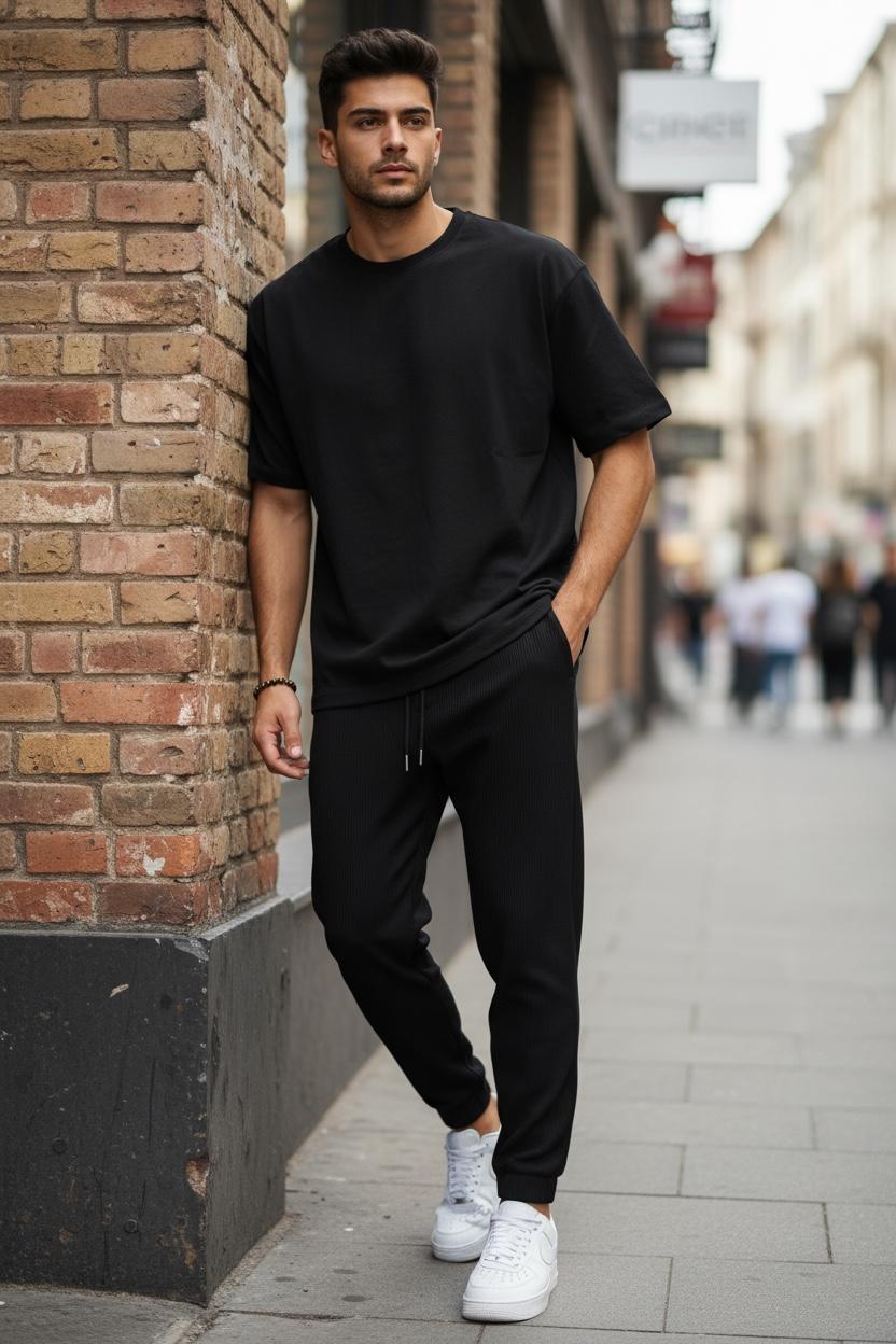 Pantaloni Trening Cargo Negri Conici | Stil & Confort