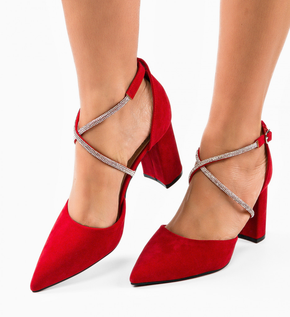 Pantofi Menelaos Rosii cu Toc Eleganți - imagine 3