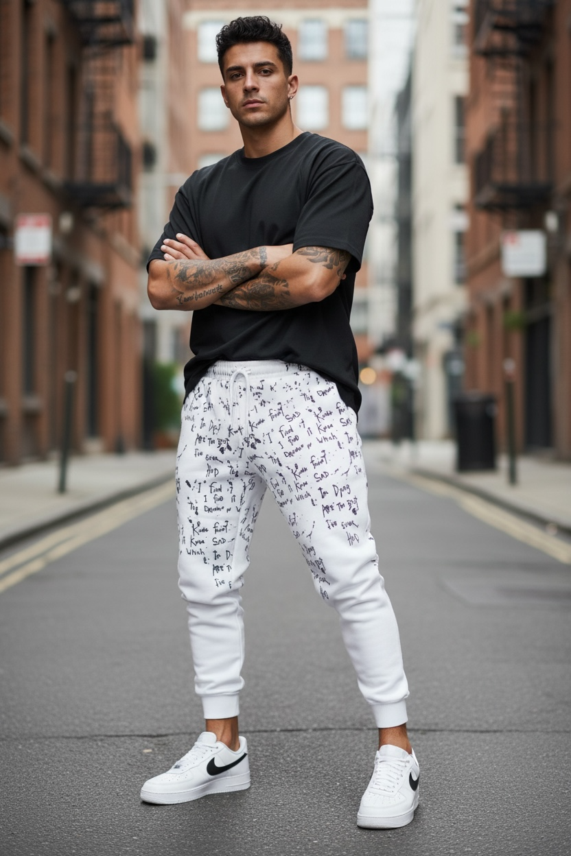 Pantaloni Trening Albi Conici | Stil și Confort - imagine 2