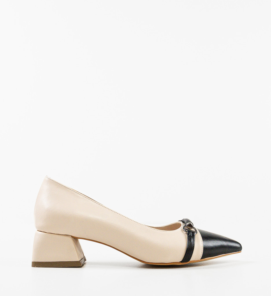 Pantofi Dama Opyha Bej cu Toc Eleganți - imagine 3