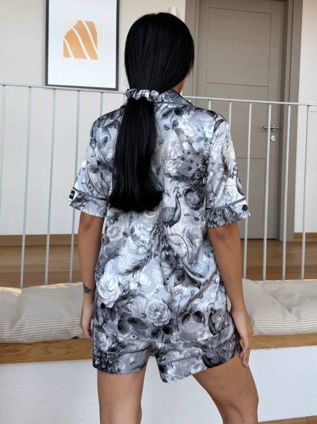 Set Pijama Dama 2 Piese Delis Satin Sidefat - imagine 5