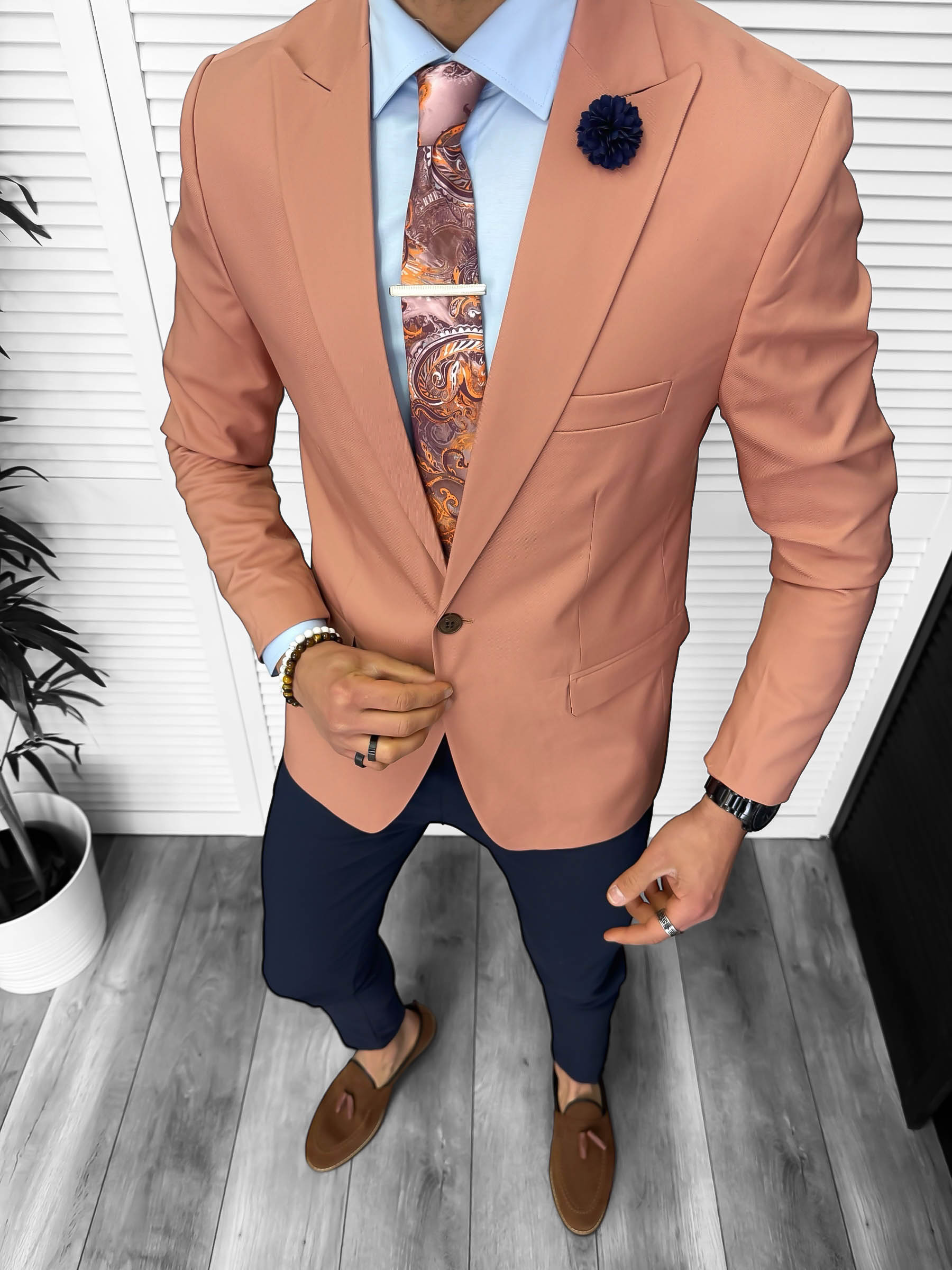 Sacou Barbati Slim Fit Corai - Stil Versatil