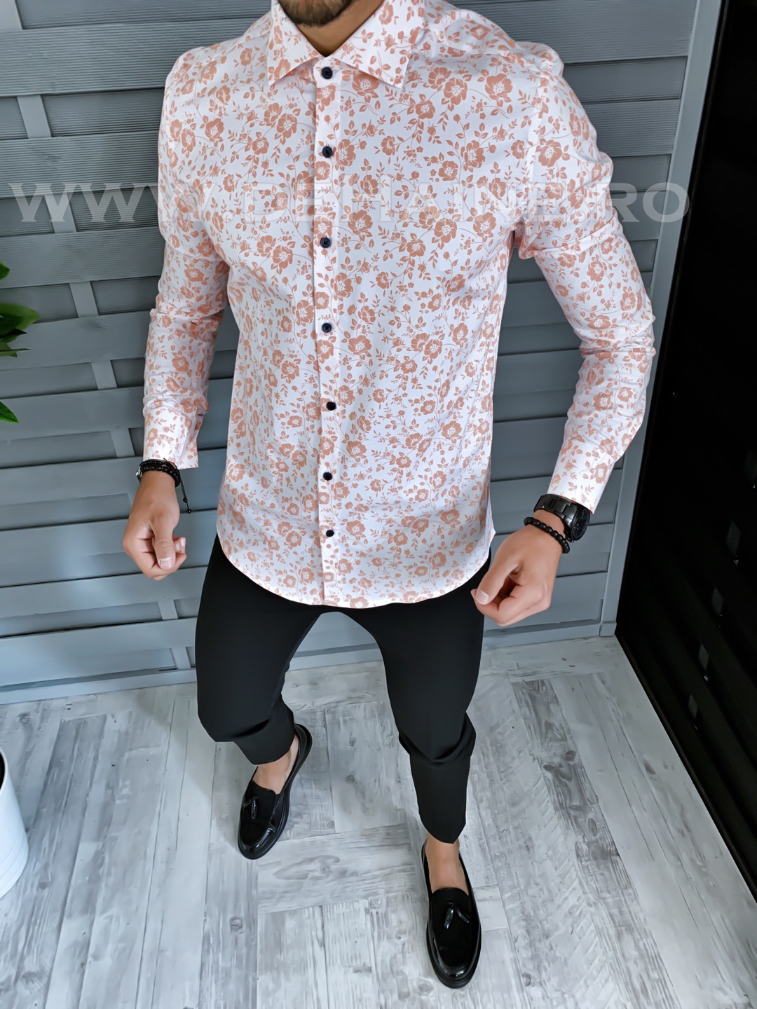 Camașă Bărbătească Slim Fit cu Imprimeu