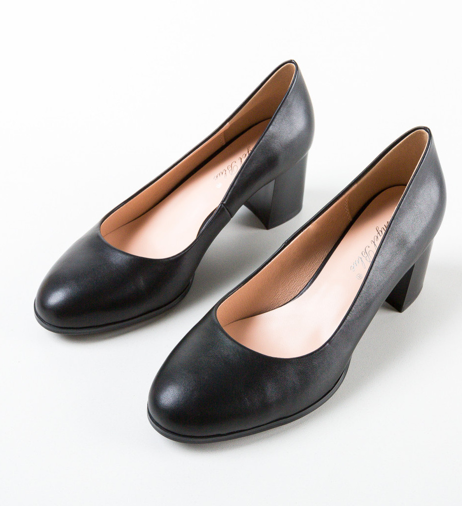 Pantofi dama Mined Negri eleganți cu toc - imagine 7