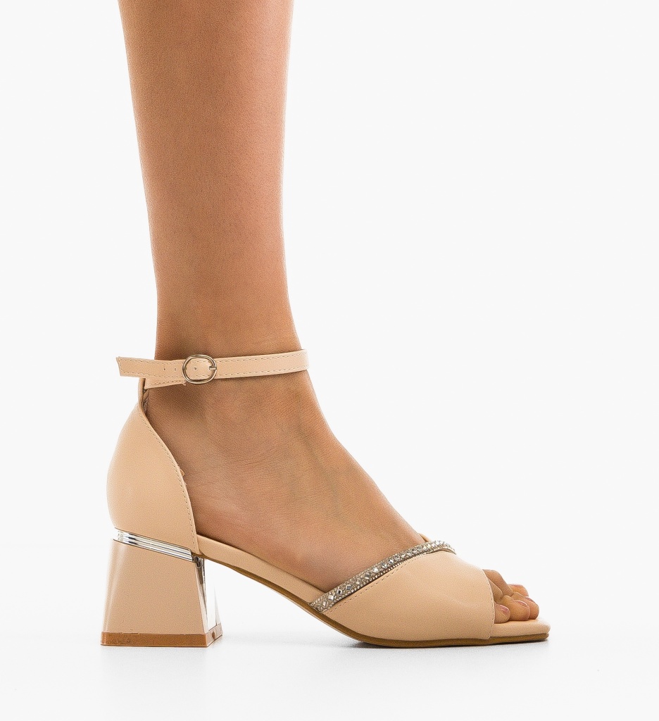 Sandale Dama Susanne Bej cu Toc Elegante - imagine 6