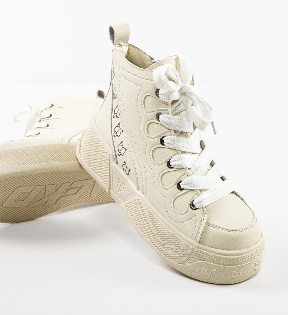 Sneakers Dama Piret Bej | Confort și Stil - imagine 7