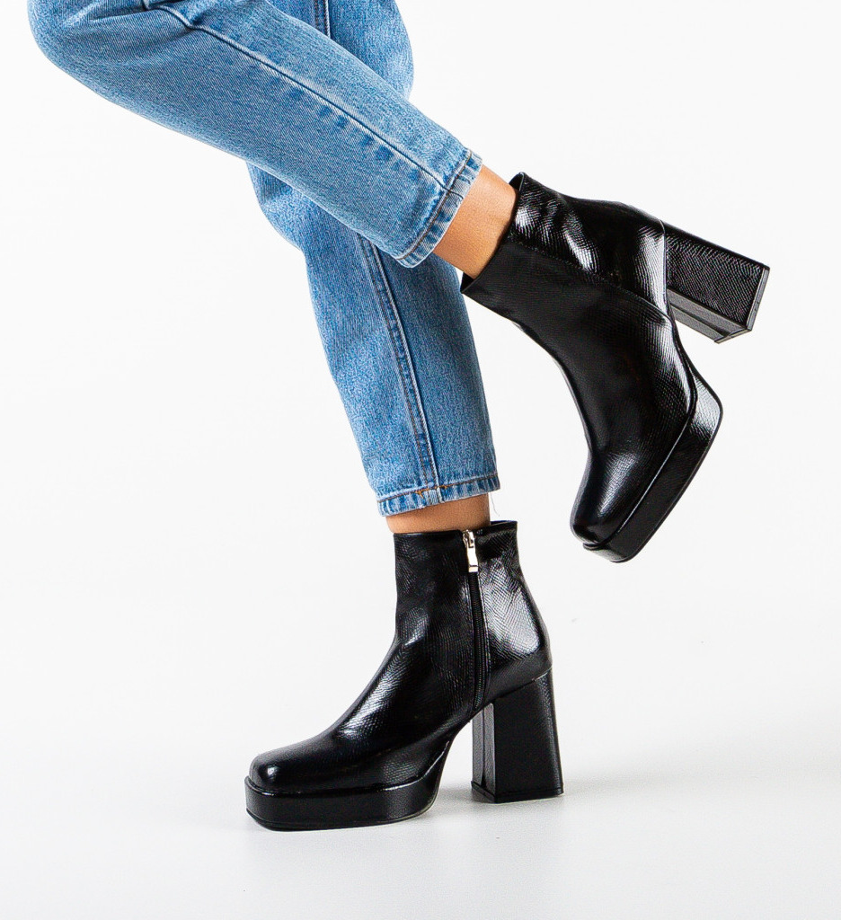 Botine Dama Eraz Negre - Eleganță și Confort - imagine 2