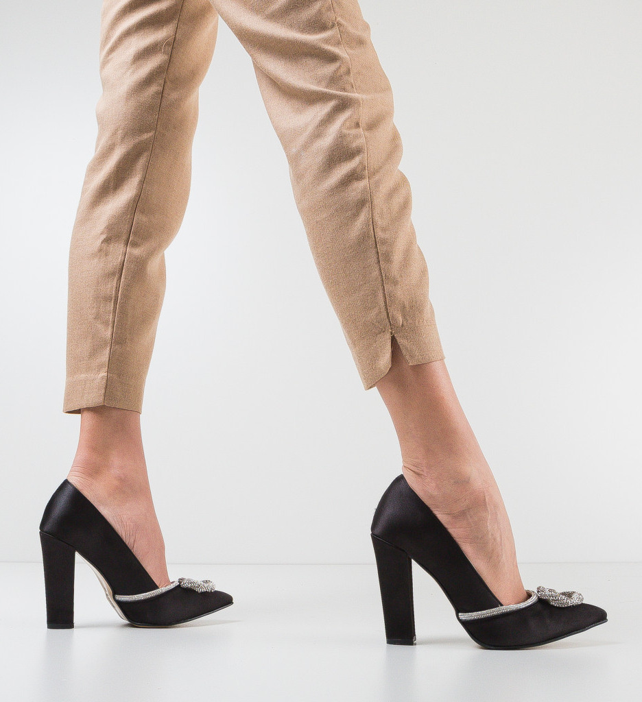 Pantofi Ronati Negri Eleganți cu Toc - imagine 4