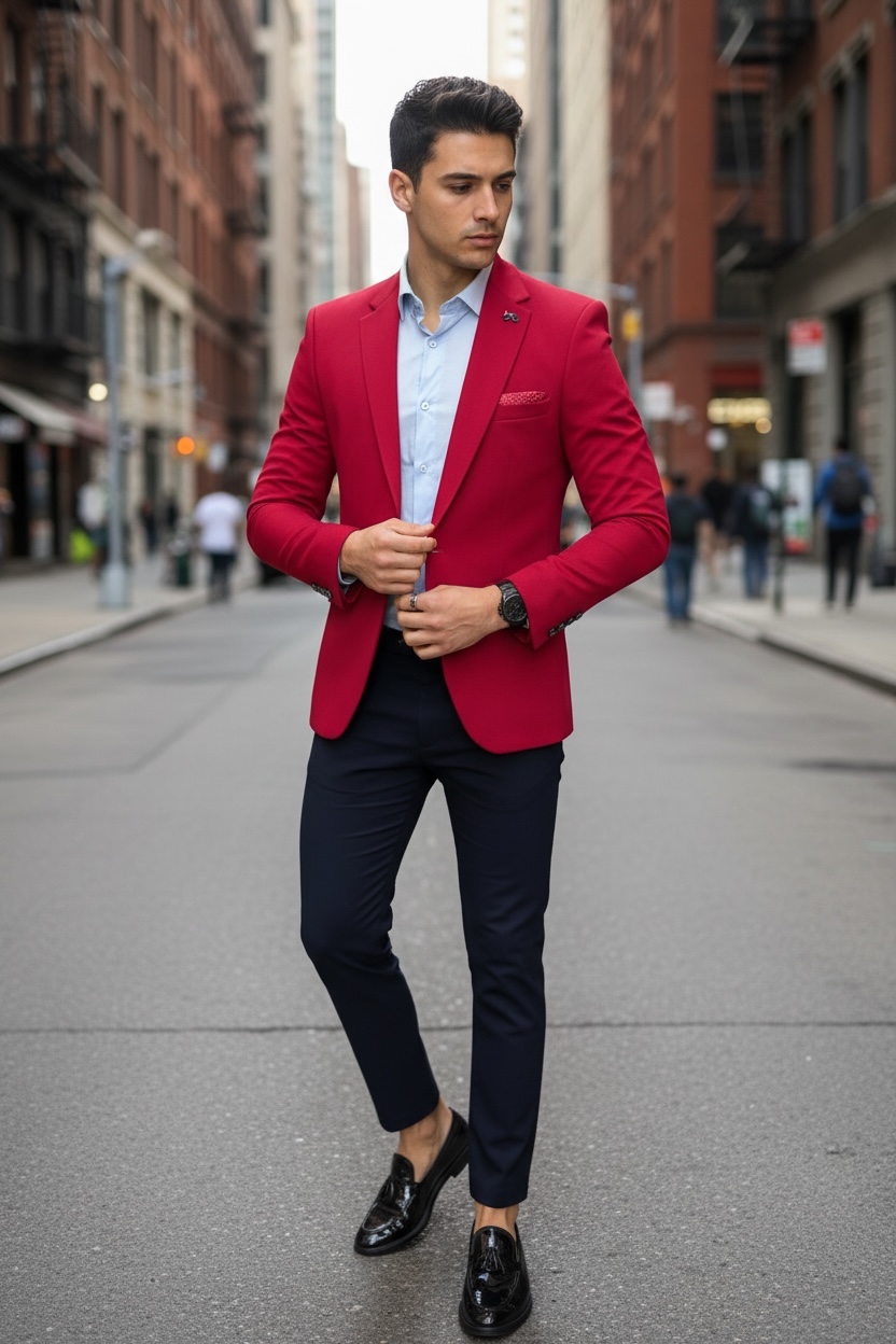Sacou Barbati Slim Fit Grena | Office & Eveniment - imagine 3