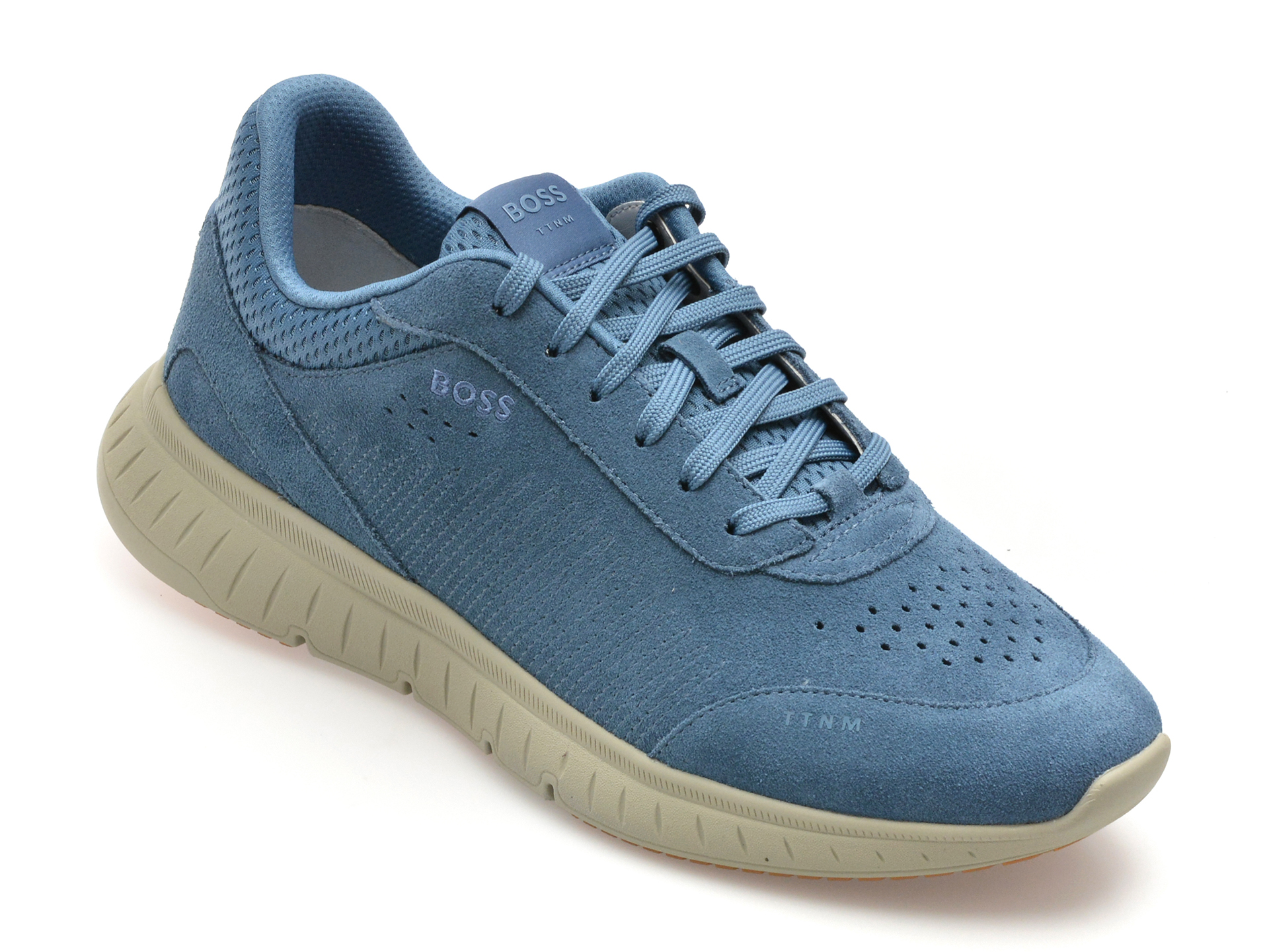 Pantofi BOSS Blue Suede Eleganți