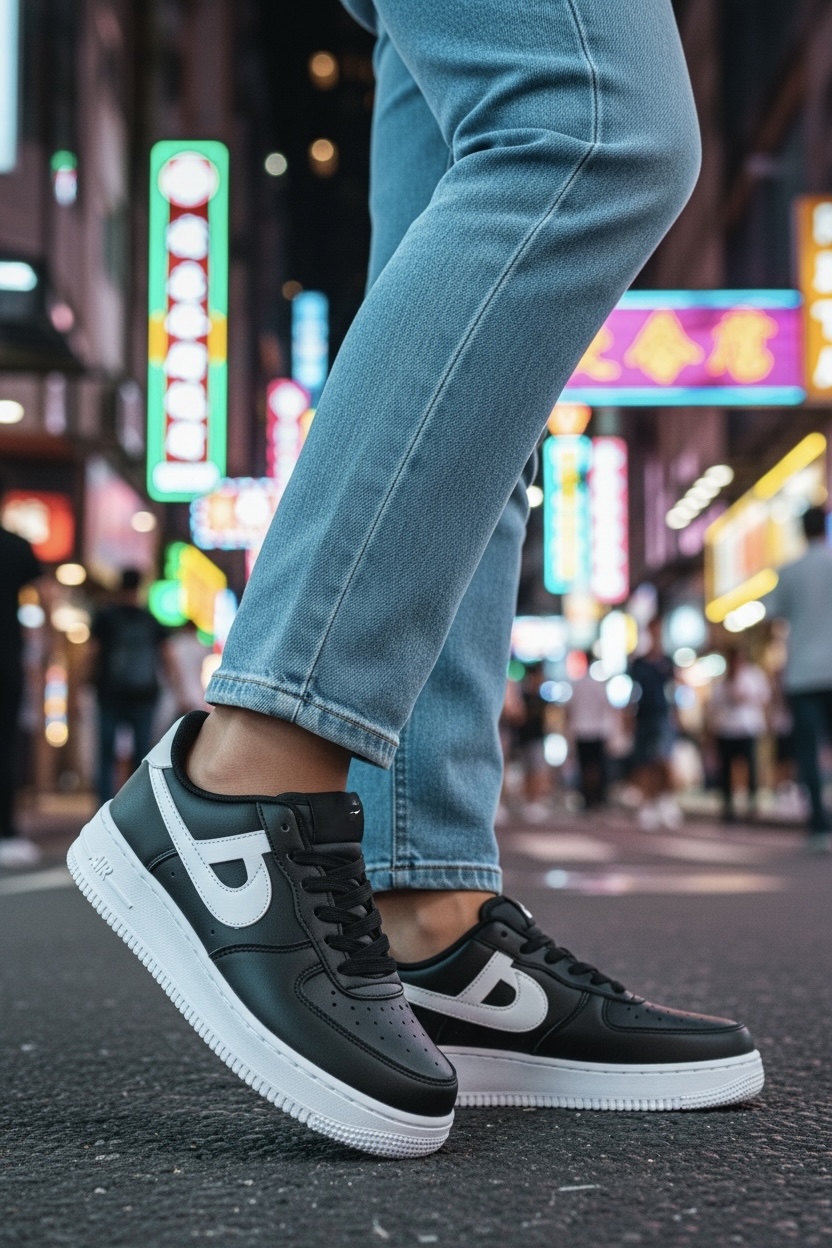 Adidasi dama negri cu alb  casual  B99
