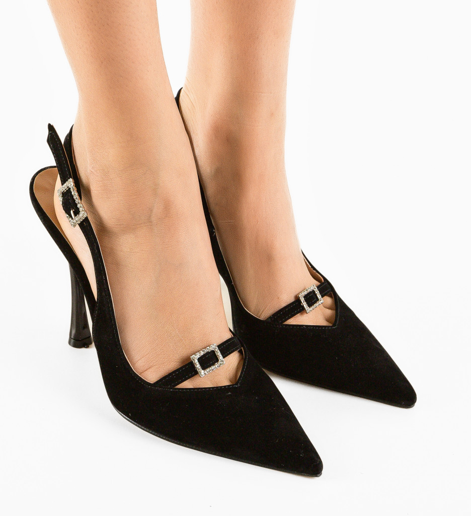 Pantofi Zeroun Negri cu Toc Eleganți - imagine 9