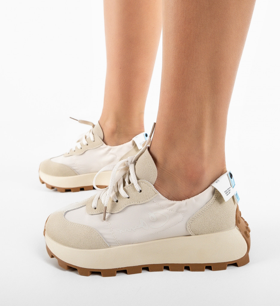 Sneakers Dama Bej Galant - Confort și Stil - imagine 4