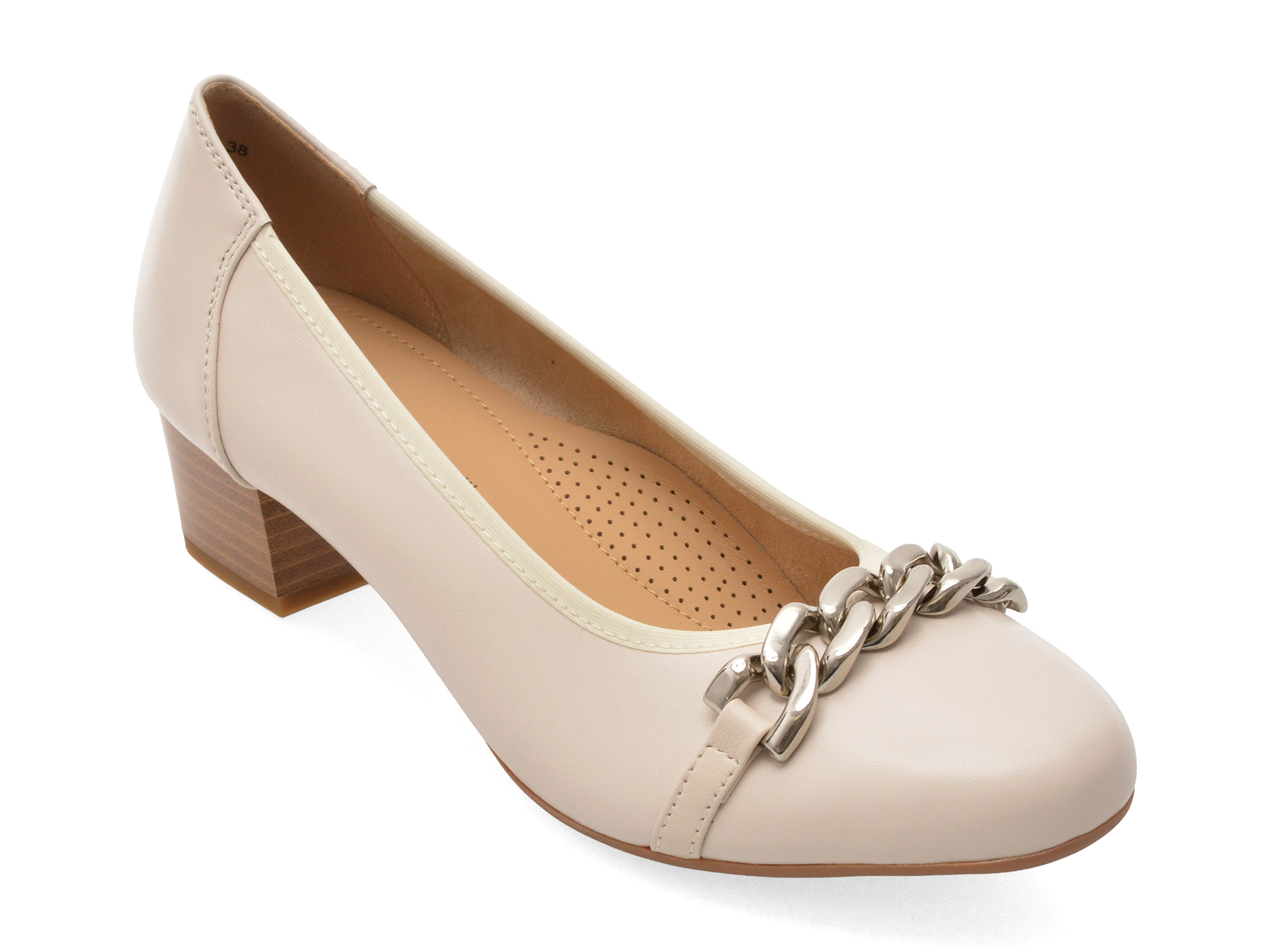 Pantofi Eleganți Karisma Bej din Piele Naturală