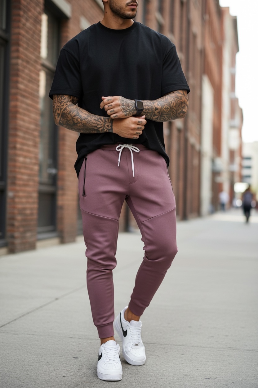 Pantaloni Trening Conici Maro - Stil și Confort - imagine 2