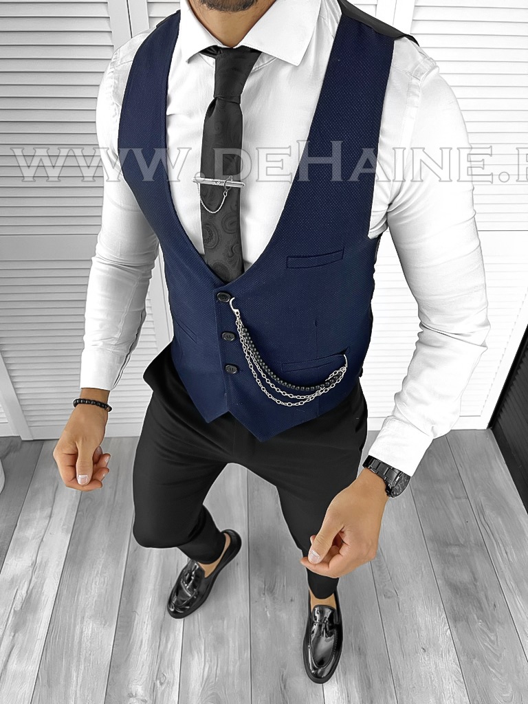 Vesta Barbati Slim Fit Bleumarin Eleganta B8130