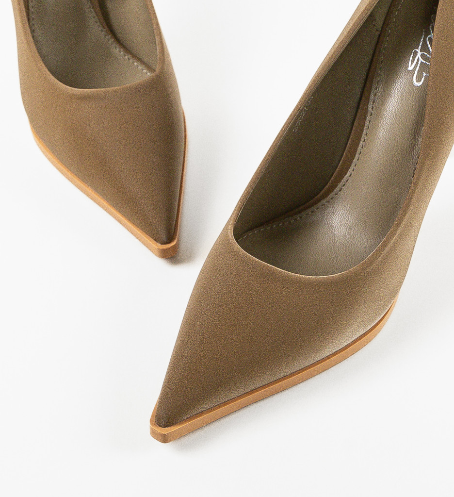 Pantofi Demoux Khaki cu Toc Eleganți - imagine 11