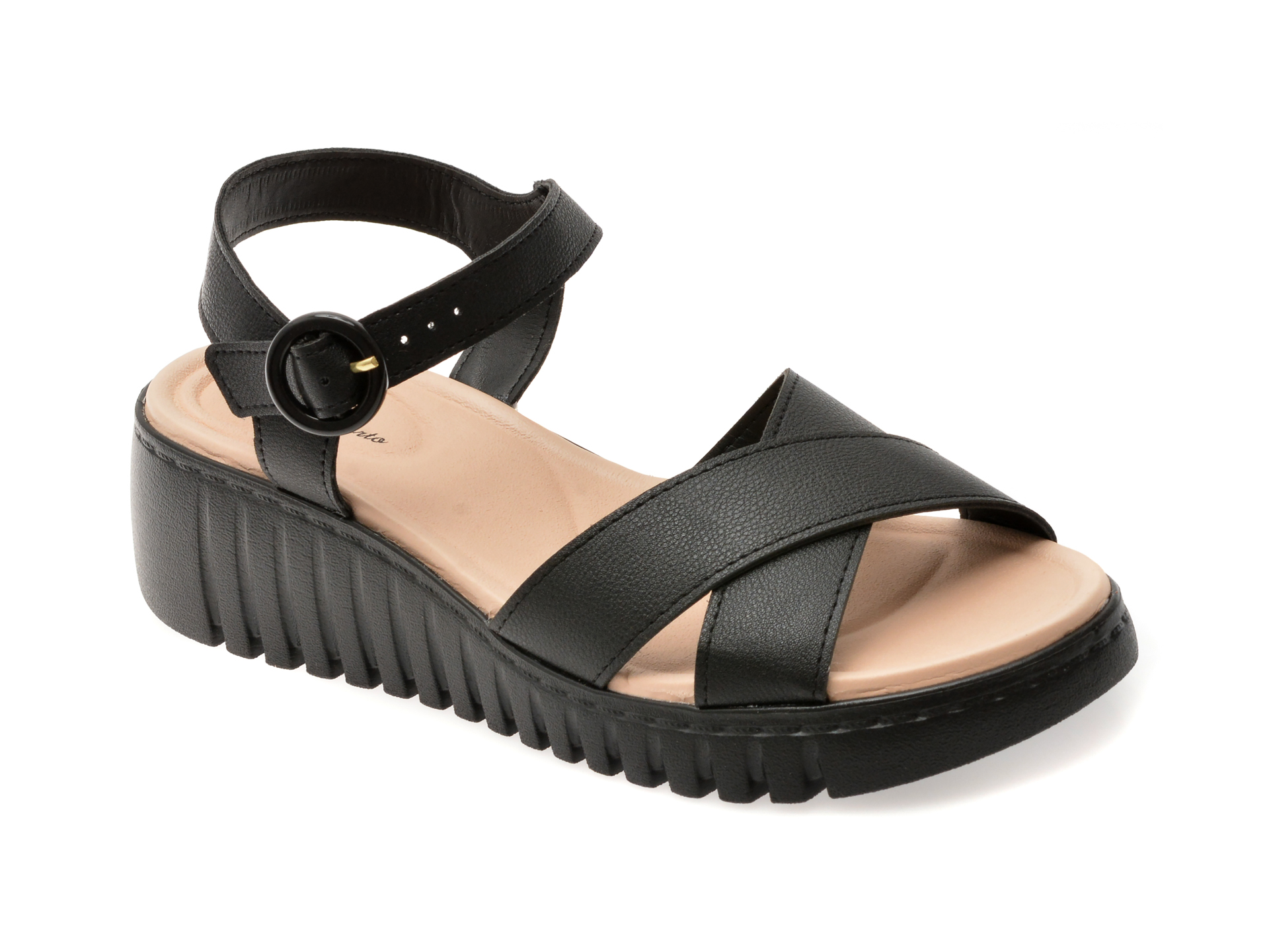 Sandale MODARE Negre Piele Ecologică - Eleganță Maximă