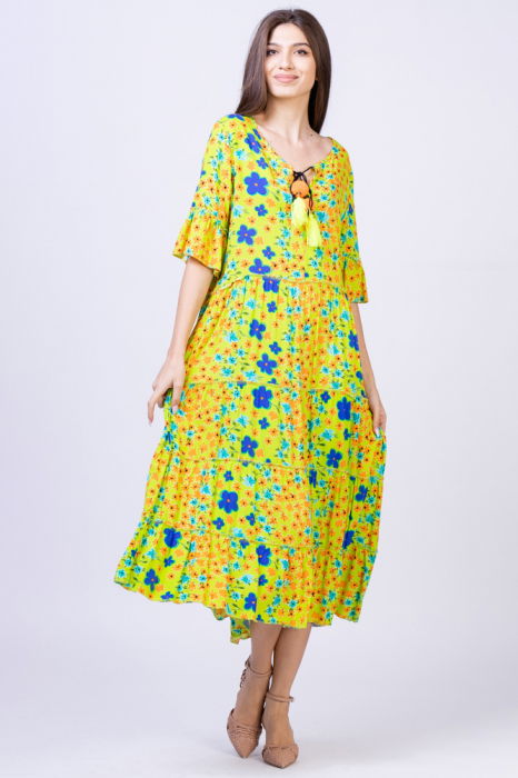 Rochie Floral Viscose Lunga | Vale woman