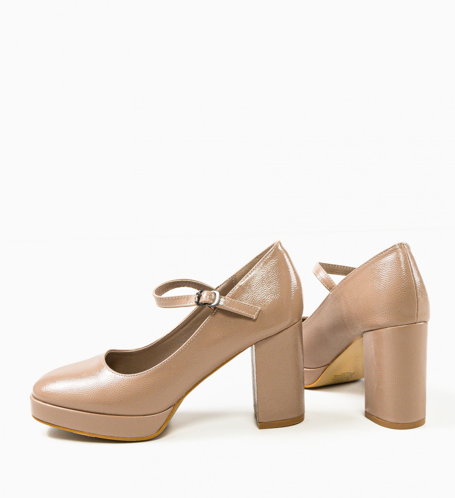 Pantofi dama Pugh Bej cu toc elegant - imagine 12