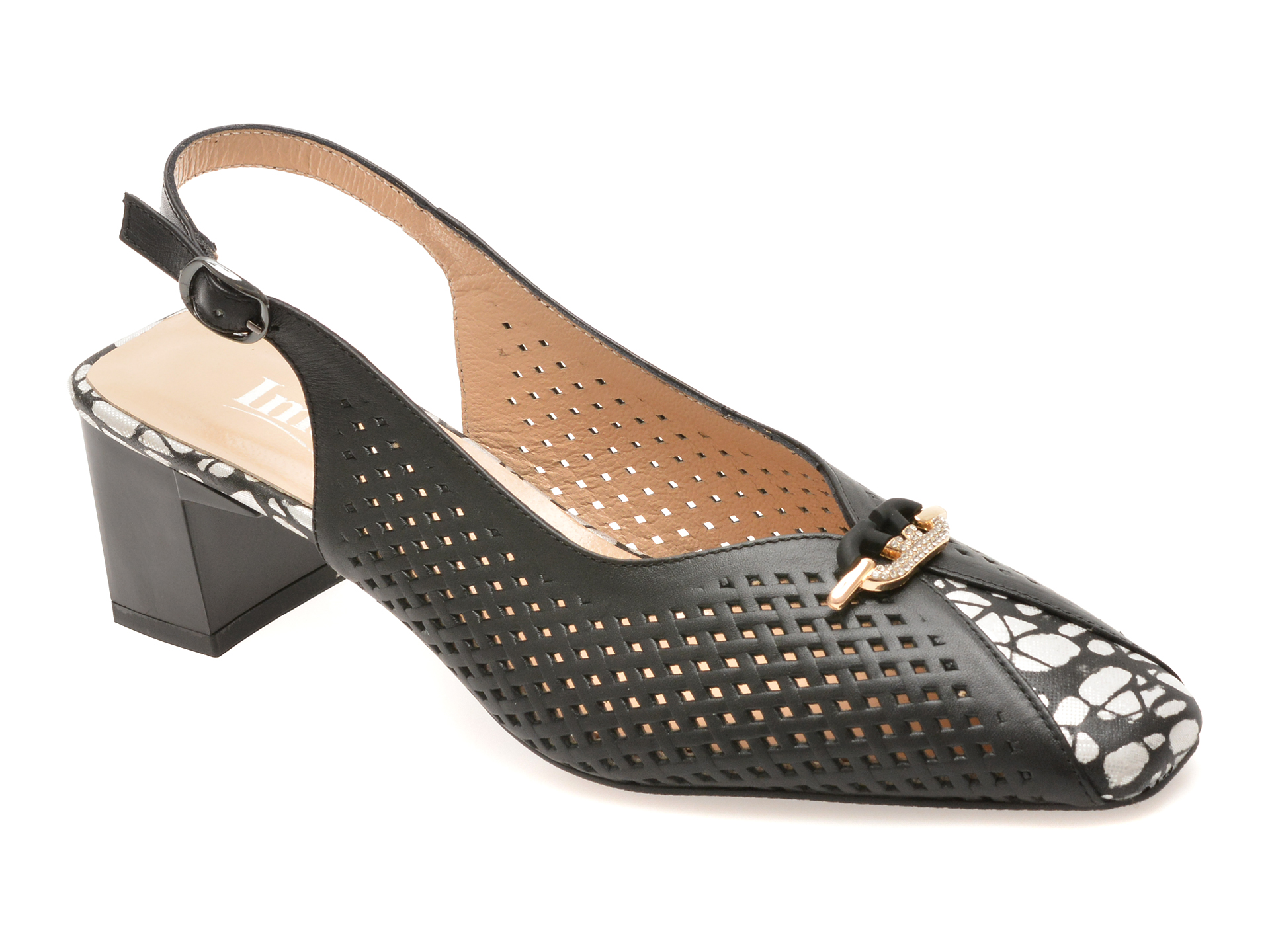 Pantofi Eleganți IMAGE Negri din Piele Naturală
