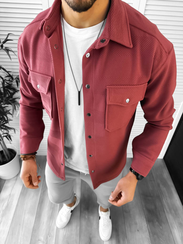Cămăși Bărbați Slim Fit Grena Casual