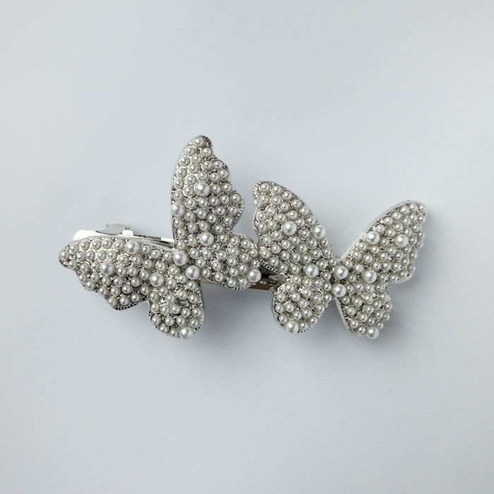 Clama Metalica Fluturi si Perle | Shopika