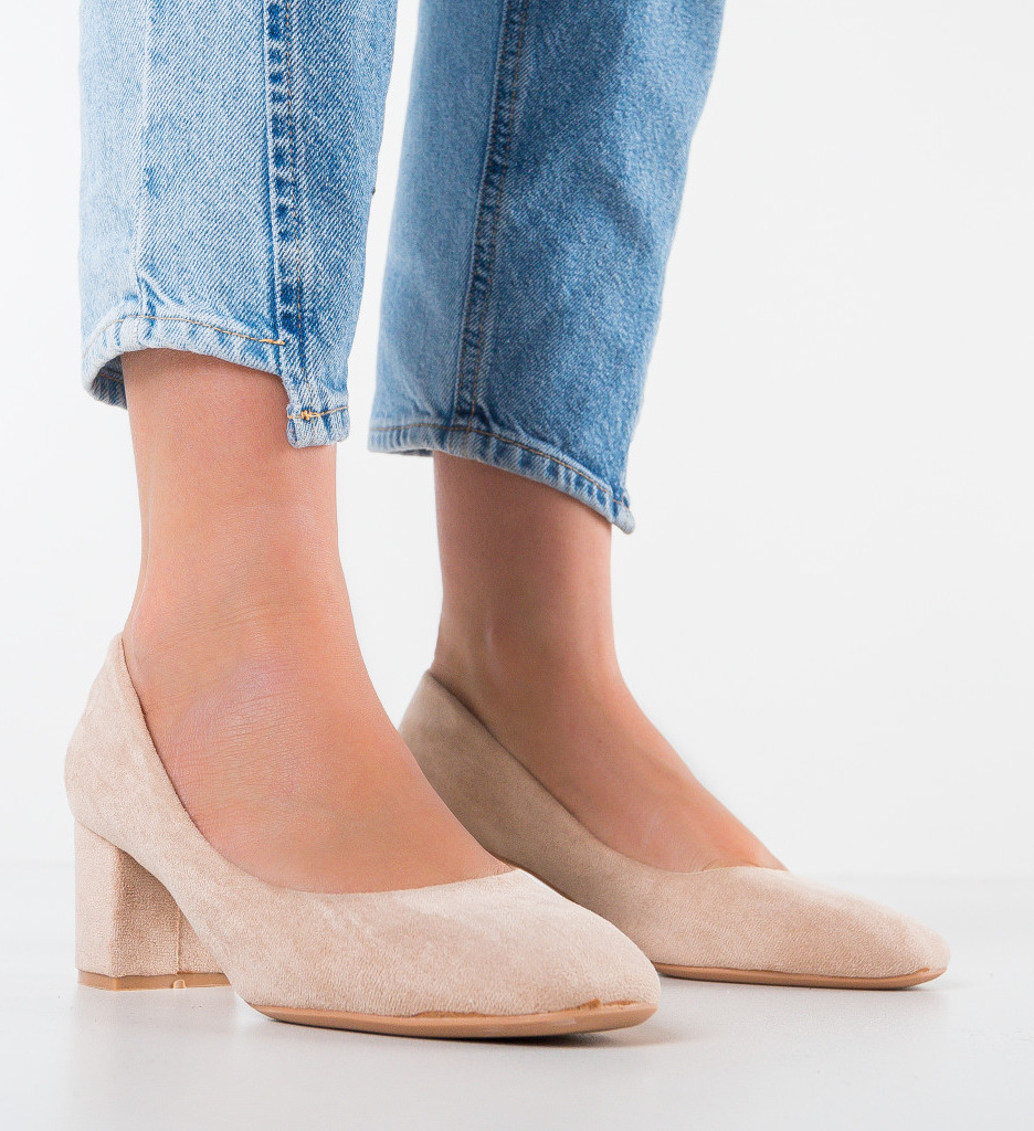 Pantofi Dalex Nude cu Toc Eleganți - imagine 2