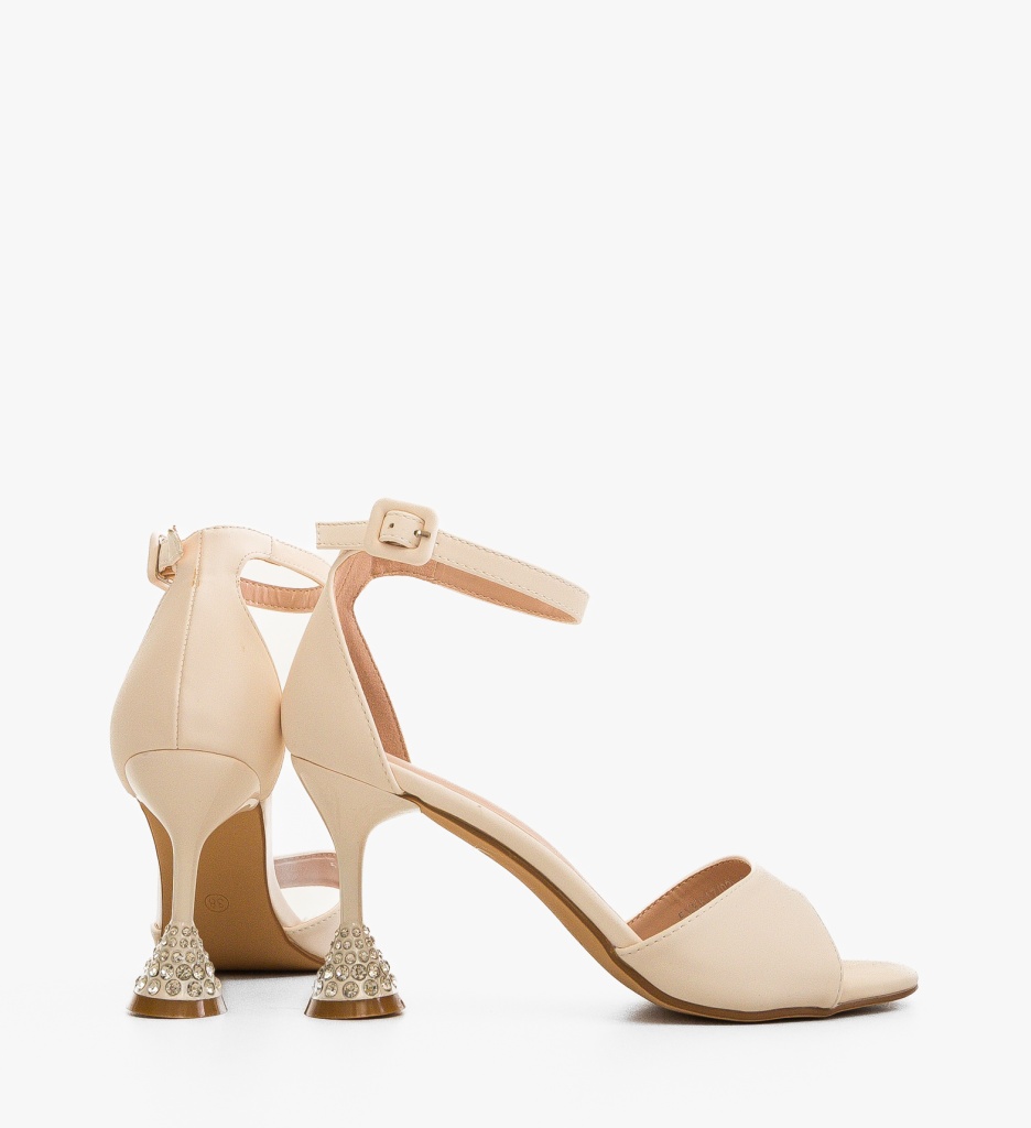 Sandale Merkato Bej cu Toc Elegante - imagine 5